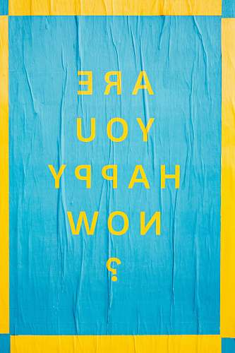 modern art blue and yellow text illustration canvas